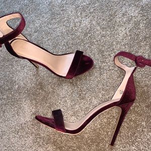 Burgundy velvet heels